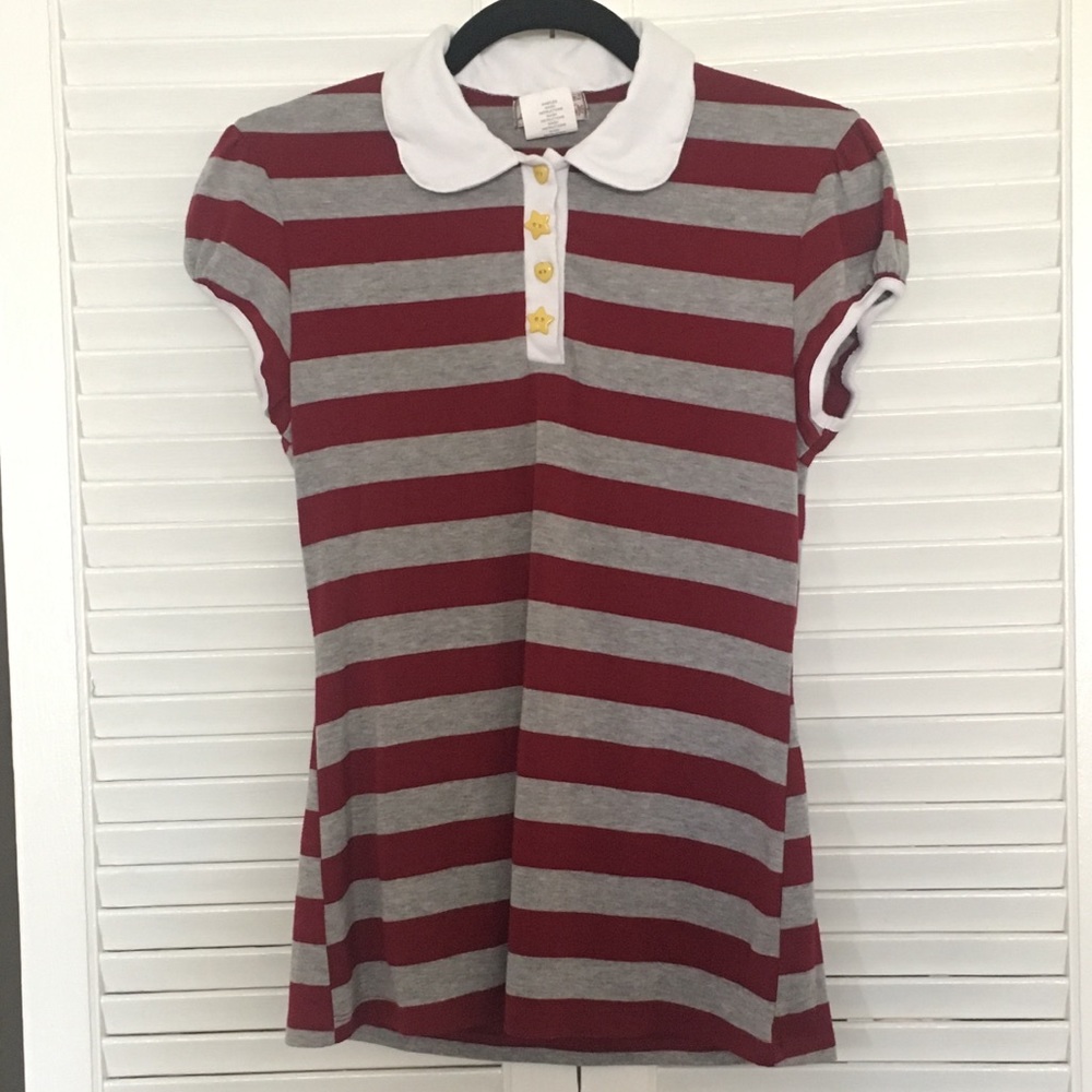 LA Movers Red & Gray Striped Top